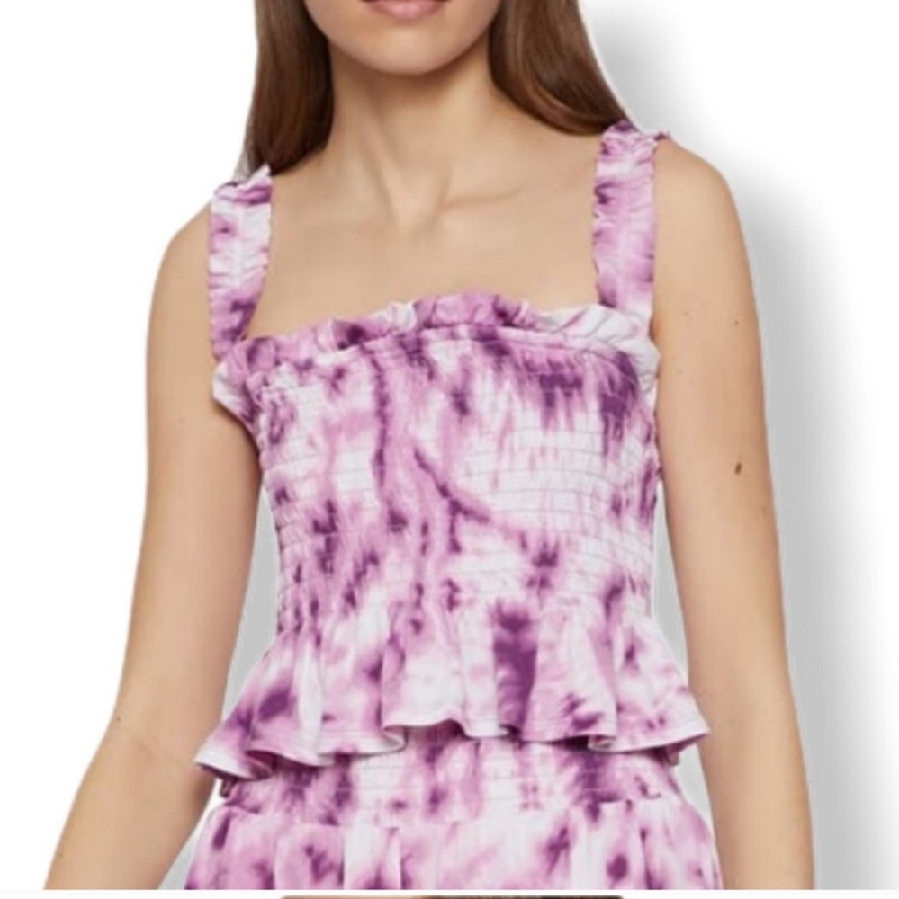 BCBGeneration Tie Dye Smocked Tank Top in Lavender Herb‎ Size Junior Medium